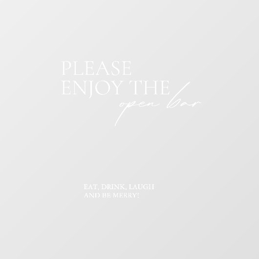 Venster Cling Kalligrafie Bruiloft Open Bar Teken Raamsticker (Vel)