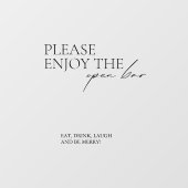 Venster Cling Kalligrafie Bruiloft Open Bar Teken Raamsticker (Vel)