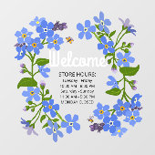 Venster cling winkel uren Welkom blauwe bloemen Raamsticker (Vel)