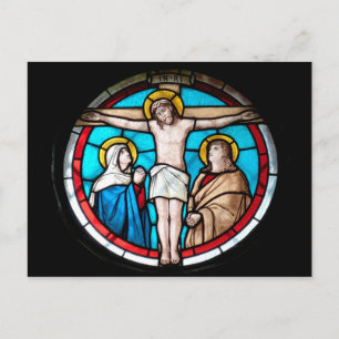 Venster Crucifixatie-Glas in lood Briefkaart