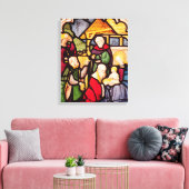 Venster dat de Adoratie van Magi toont Canvas Afdruk (Insitu (Woonkamer))