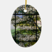 Venster Dogwood-Glas in lood Keramisch Ornament (Voorkant)