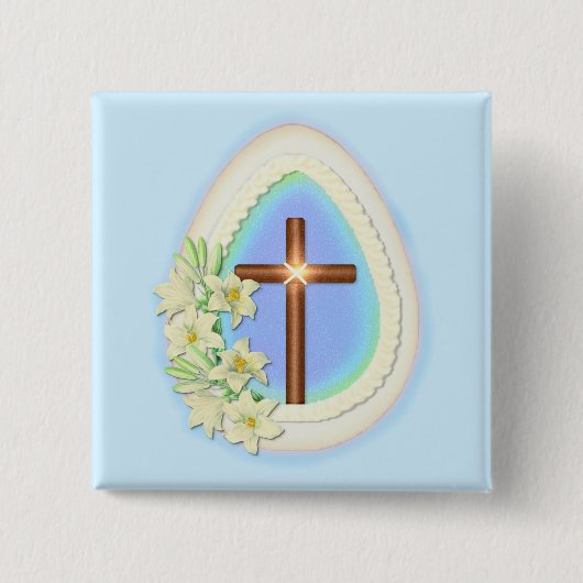 Venster Eieren en Kruis Vierkante Button 5,1 Cm (Voorkant)