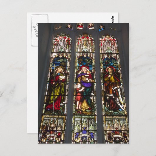 Venster Faith, Hope and Charity Glas in lood Briefkaart (Voorkant / Achterkant)