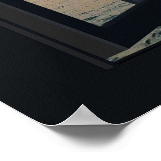 Venster Faux met strand Sunset Ocean Poster (Hoek)