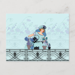 VENSTER GARDEN, ART DECO LADY: FRANS BLUE BRIEFKAART