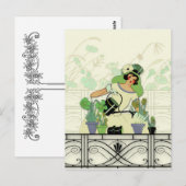 VENSTER GARDEN, ART DECO LADY: SUMMER GREENS BRIEFKAART (Voorkant / Achterkant)