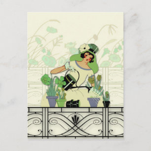 VENSTER GARDEN, ART DECO LADY: SUMMER GREENS BRIEFKAART