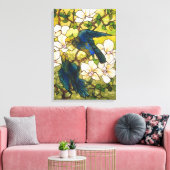 Venster Glas in lood Hibiscus en Parrots Canvas Afdruk (Insitu (Woonkamer))