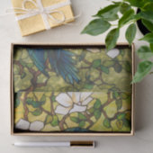 Venster Glas in lood Hibiscus en Parrots Tissuepapier (Geschenk)