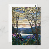 Venster Glas in lood Magnolias en Irises Briefkaart (Voorkant / Achterkant)