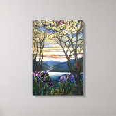 Venster Glas in lood Magnolias en Irises Canvas Afdruk (Voorkant)