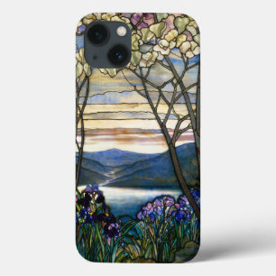 Venster Glas in lood Magnolias en Irises iPhone 13 Hoesje