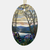 Venster Glas in lood Magnolias en Irises Keramisch Ornament (Links)