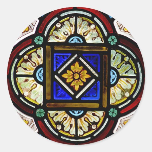 Venster Glas in lood Ronde Sticker (Voorkant)