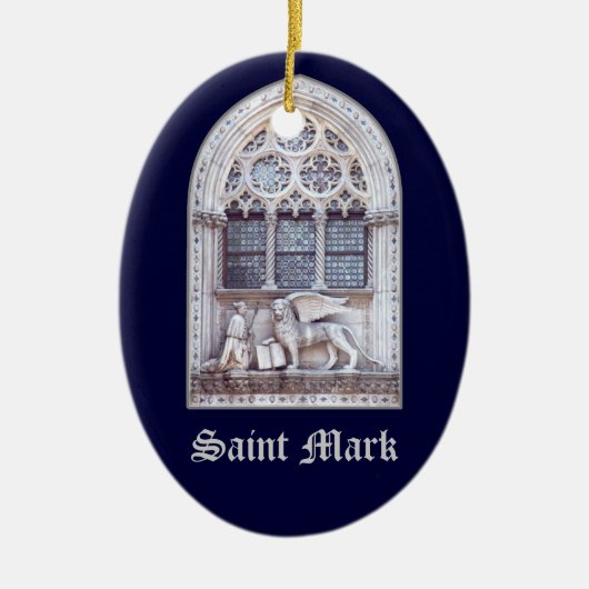 Venster Glas in lood San Marco Winged Lion Keramisch Ornament (Voorkant)