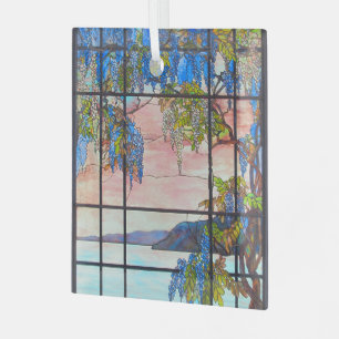 Venster Glas in lood Tiffany Lake en Wisteria Ornament