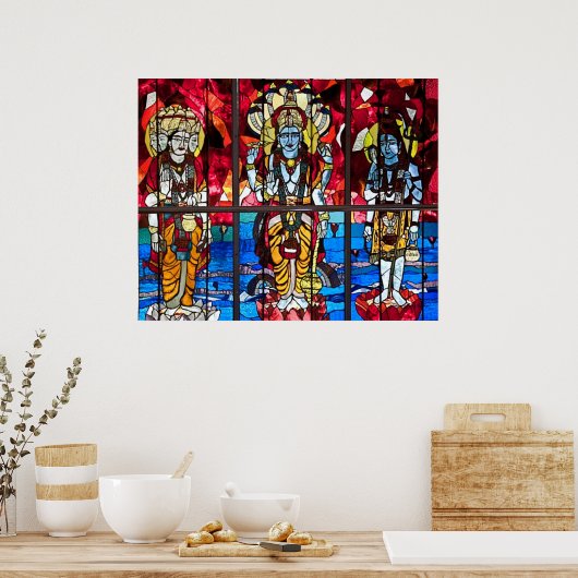 Venster Glas in lood Trinity Poster (Keuken)