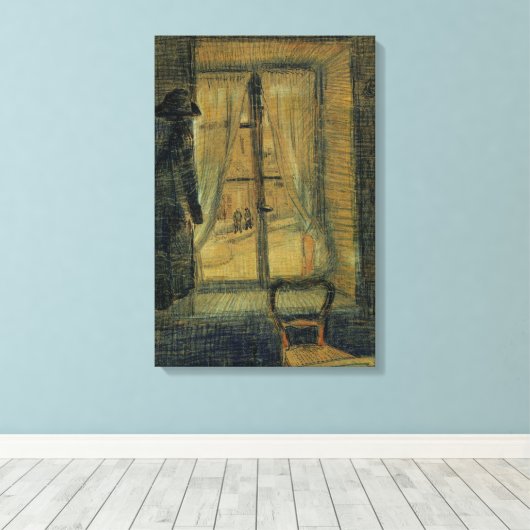 Venster in Bataille Restaurant door Vincent van Go Canvas Afdruk (Insitu (Houten vloer))