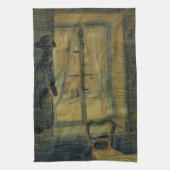 Venster in Bataille Restaurant door Vincent van Go Theedoek (Verticaal)