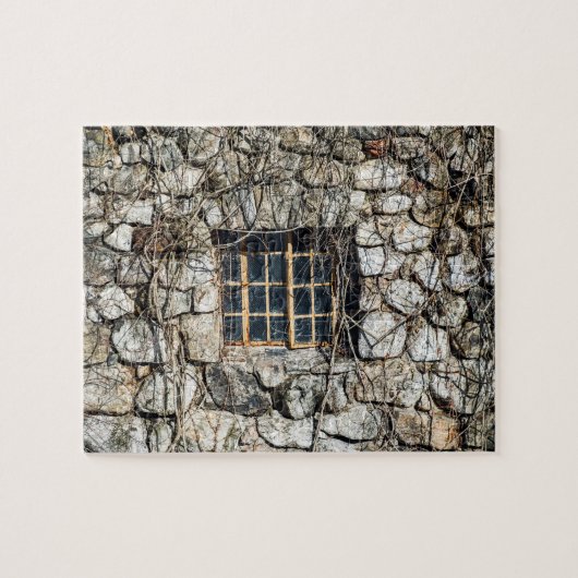 Venster in een muur van steen legpuzzel (Horizontaal)
