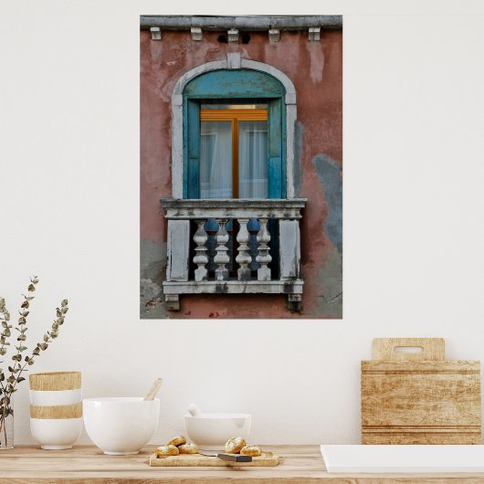 Venster in Venetië Poster (Keuken)