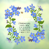 Venster klampen winkel uren Welkom blauwe bloemen Raamsticker (Vel 3)