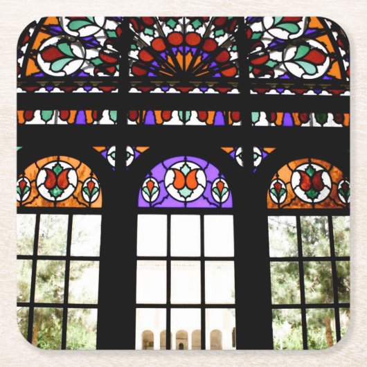 Venster Kleurrijk Glas in lood Kartonnen Onderzetters (Voorkant)