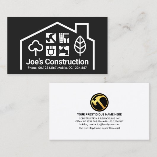 Venster Landschap Home Lijst Tools Visitekaartje (Voorkant / Achterkant)