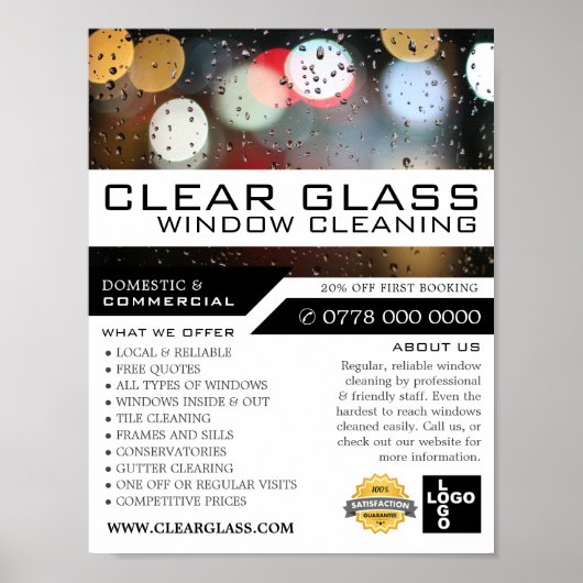 Venster Lichten, venster reinigen Adverteren Poster (Voorkant)