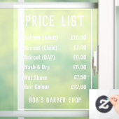 Venster Lijst met opsomming voor Barber Winkelprij Raamsticker (Huis)