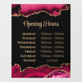 Venster Magenta Gold Agate opening uren Raamsticker