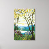 Venster Magnolia en Iris Glas in lood Canvas Afdruk (Voorkant)