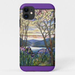 Venster Magnolia en Iris Glas in lood iPhone 11 Hoesje