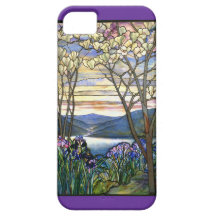 Venster Magnolia en Iris Glas in lood