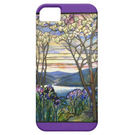 Venster Magnolia en Iris Glas in lood iPhone 11 Hoesje