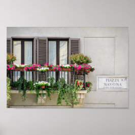 Venster met bloemen (Italië) Poster