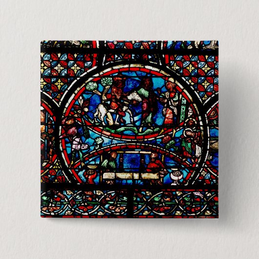 Venster met de Goede Samaritaan Vierkante Button 5,1 Cm (Voorkant)