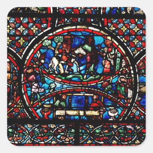 Venster met de Goede Samaritaan Vierkante Sticker (Voorkant)