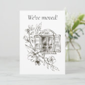 Venster met een Bloeiende tak Nieuw adres Aankondiging (Staand voorkant)