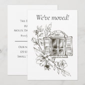 Venster met een Bloeiende tak Nieuw adres Aankondiging (Voorkant / Achterkant)