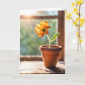 Venster met Oranje Daisy denken aan je Kaart (Gele Bloem)