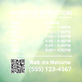 Venster met QR-code voor openingsuren Raamsticker (Vel 3)