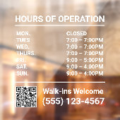 Venster met QR-code voor openingsuren Raamsticker (Vel 2)