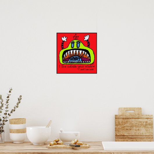 Venster Monster afdrukken Poster (Keuken)