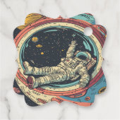 Venster naar de ruimte - Cartoon Astronaut Uitzich Bedankjes Labels (Achterkant)