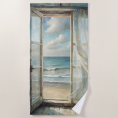 Venster naar een Ocean Breeze Waterverf | kust Strandlaken (Voorkant)