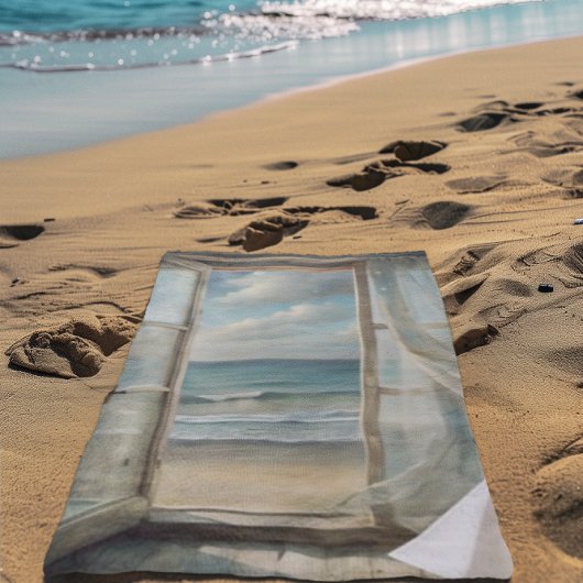 Venster naar een Ocean Breeze Waterverf | kust Strandlaken