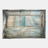 Venster naar een Ocean Breeze Waterverf | kust Theedoek (Horizontaal)