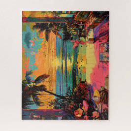 Venster naar Paradise - Beachside Pop Art Legpuzzel
